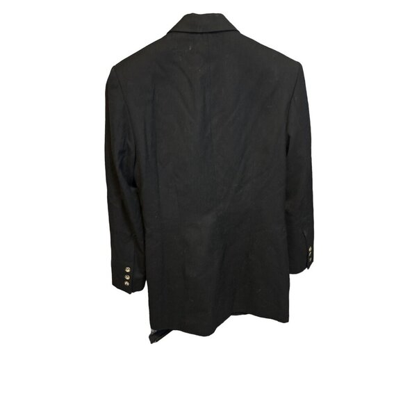 Harris Wallace Black Wool Double Breasted Blazer Pleated High Waist Pants Suit - Picture 3 of 11